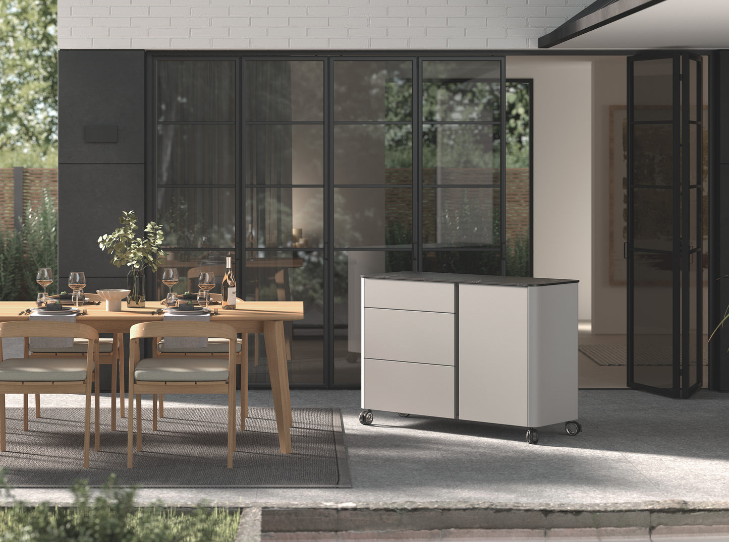 One Door & Three Drawers